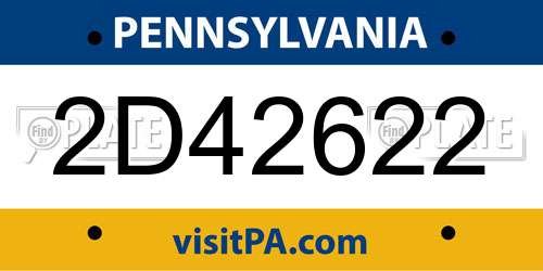 2D42622 Pennsylvania License Plate