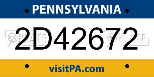2D42672 Pennsylvania License Plate