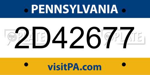 2D42677 Pennsylvania License Plate