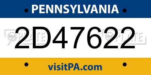 2D47622 Pennsylvania License Plate