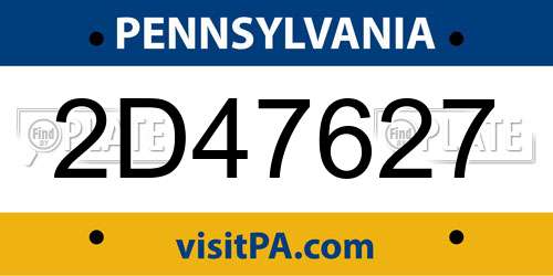 2D47627 Pennsylvania License Plate