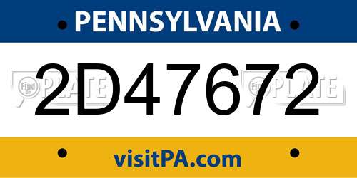 2D47672 Pennsylvania License Plate