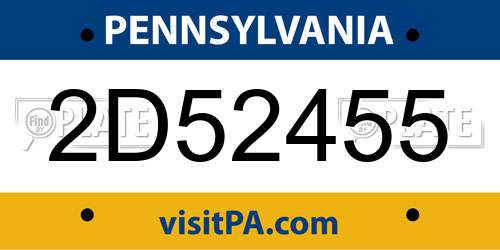 2D52455 Pennsylvania License Plate