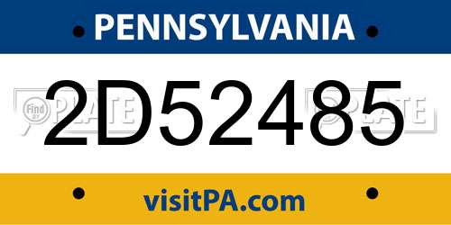 2D52485 Pennsylvania License Plate