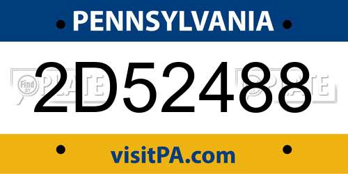 2D52488 Pennsylvania License Plate