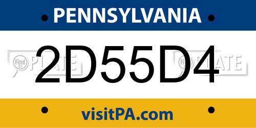 2D55D4 Pennsylvania License Plate