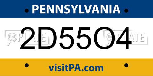 2D55O4 Pennsylvania License Plate