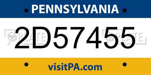 2D57455 Pennsylvania License Plate