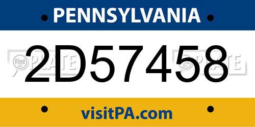 2D57458 Pennsylvania License Plate