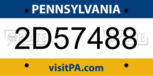 2D57488 Pennsylvania License Plate