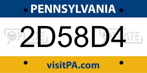 2D58D4 Pennsylvania License Plate