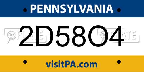 2D58O4 Pennsylvania License Plate