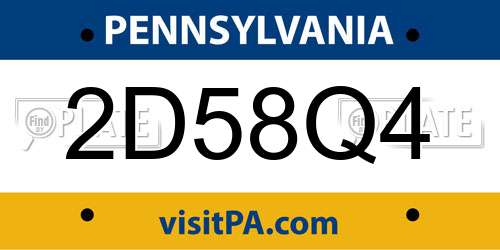 2D58Q4 Pennsylvania License Plate