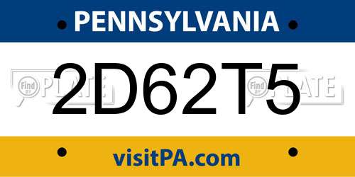 2D62T5 Pennsylvania License Plate