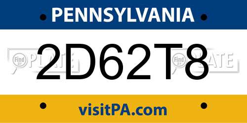 2D62T8 Pennsylvania License Plate