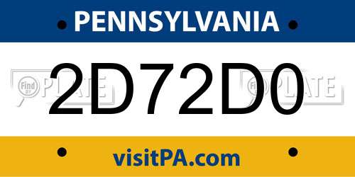 2D72D0 Pennsylvania License Plate