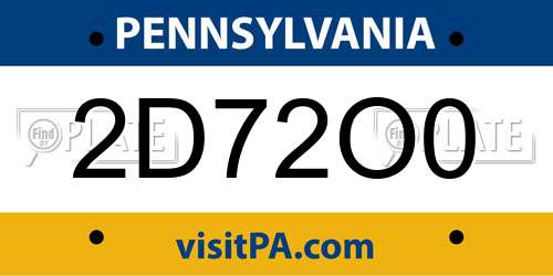 2D72O0 Pennsylvania License Plate