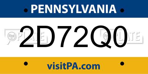 2D72Q0 Pennsylvania License Plate