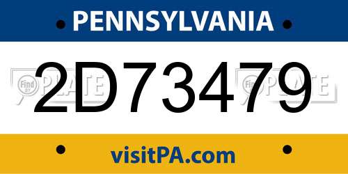 2D73479 Pennsylvania License Plate
