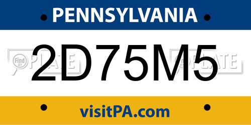 2D75M5 Pennsylvania License Plate