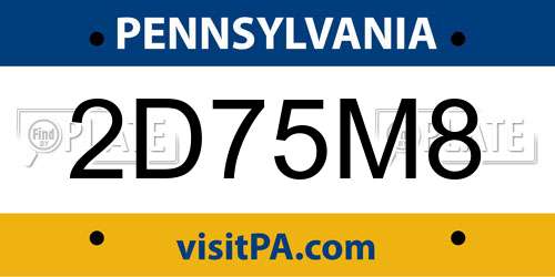 2D75M8 Pennsylvania License Plate