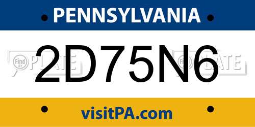 2D75N6 Pennsylvania License Plate