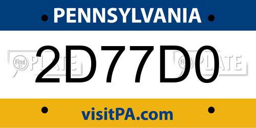 2D77D0 Pennsylvania License Plate