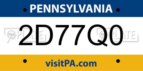 2D77Q0 Pennsylvania License Plate