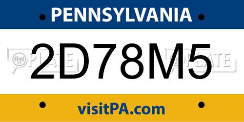 2D78M5 Pennsylvania License Plate