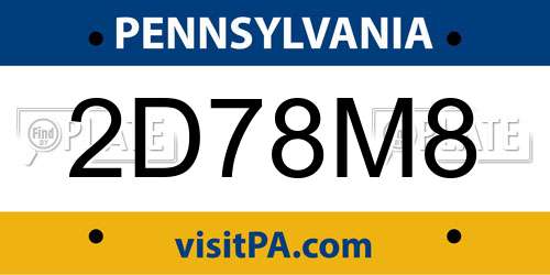2D78M8 Pennsylvania License Plate