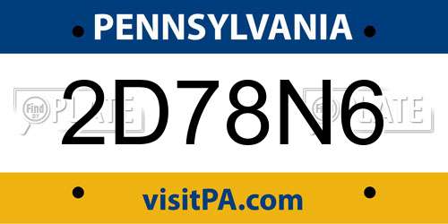 2D78N6 Pennsylvania License Plate