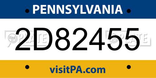 2D82455 Pennsylvania License Plate