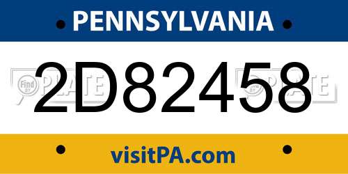 2D82458 Pennsylvania License Plate