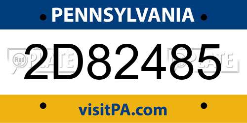 2D82485 Pennsylvania License Plate