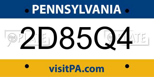 2D85Q4 Pennsylvania License Plate