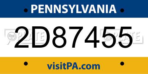 2D87455 Pennsylvania License Plate