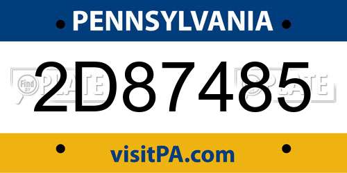 2D87485 Pennsylvania License Plate