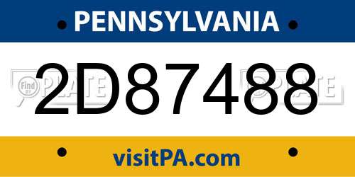 2D87488 Pennsylvania License Plate