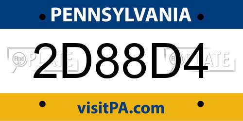 2D88D4 Pennsylvania License Plate