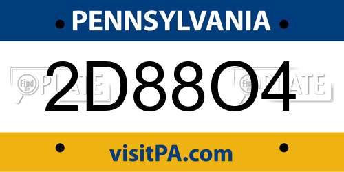 2D88O4 Pennsylvania License Plate