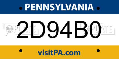 2D94B0 Pennsylvania License Plate