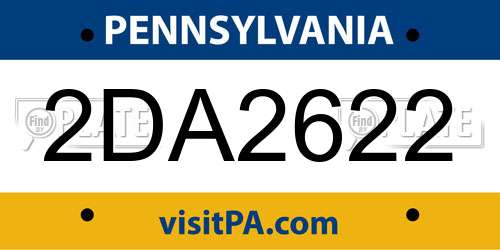2DA2622 Pennsylvania License Plate
