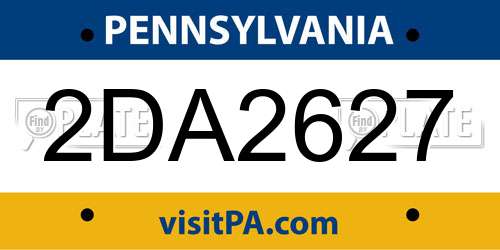 2DA2627 Pennsylvania License Plate