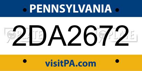 2DA2672 Pennsylvania License Plate
