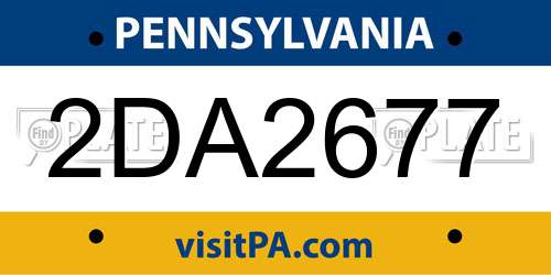 2DA2677 Pennsylvania License Plate