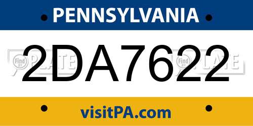 2DA7622 Pennsylvania License Plate