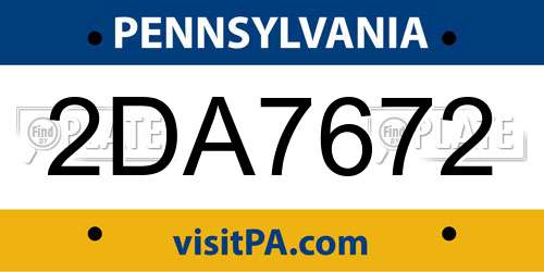2DA7672 Pennsylvania License Plate