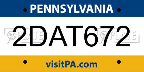 2DAT672 Pennsylvania License Plate