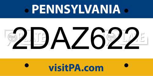 2DAZ622 Pennsylvania License Plate