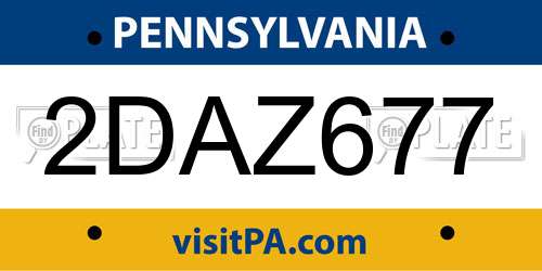 2DAZ677 Pennsylvania License Plate